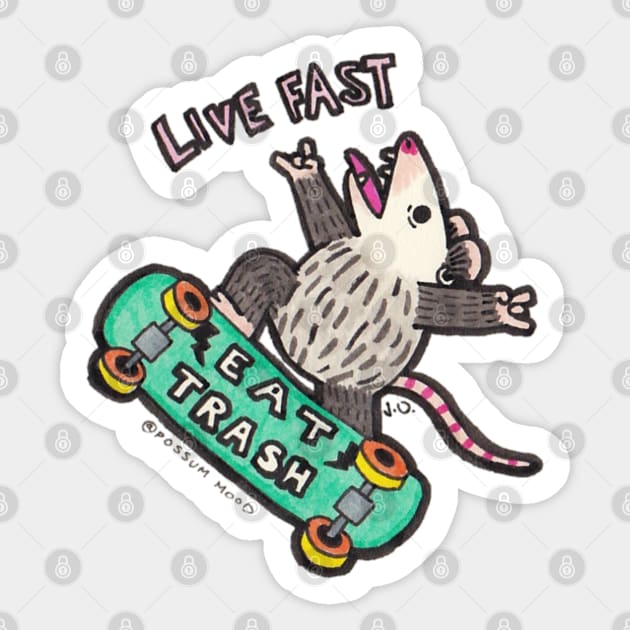 Live Fast Eat Trash (Turquoise) Sticker by Possum Mood